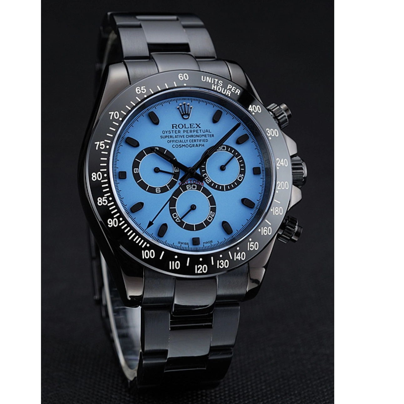 Rolex aaa copy Steel Rolex Daytona And 1454250 Black Blue Black Case Dial Cosmograph Stainless Bracelet And 0725
